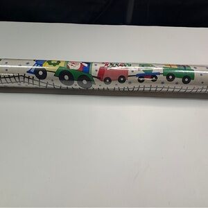 VTG CHRISTMAS WRAPPING PAPER GIFT WRAP Train SANTA TREE TOYS 100 SQ FT